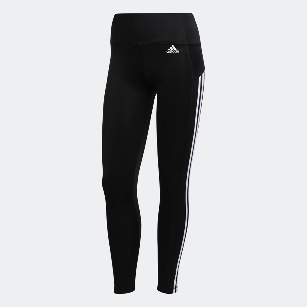 Adidas 3 stripe high rise black leggings XL